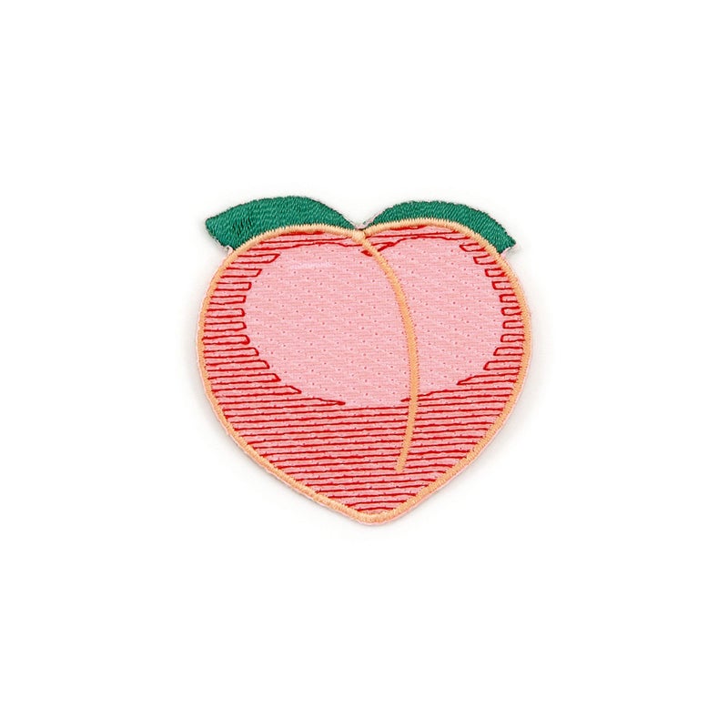 Winks For Days Peach Emoji Embroidered Iron-On Patch - Image 1